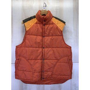 Vintage 1970-80s Golden Fleece USA Made Orange Puffer Mens Vest-8180
